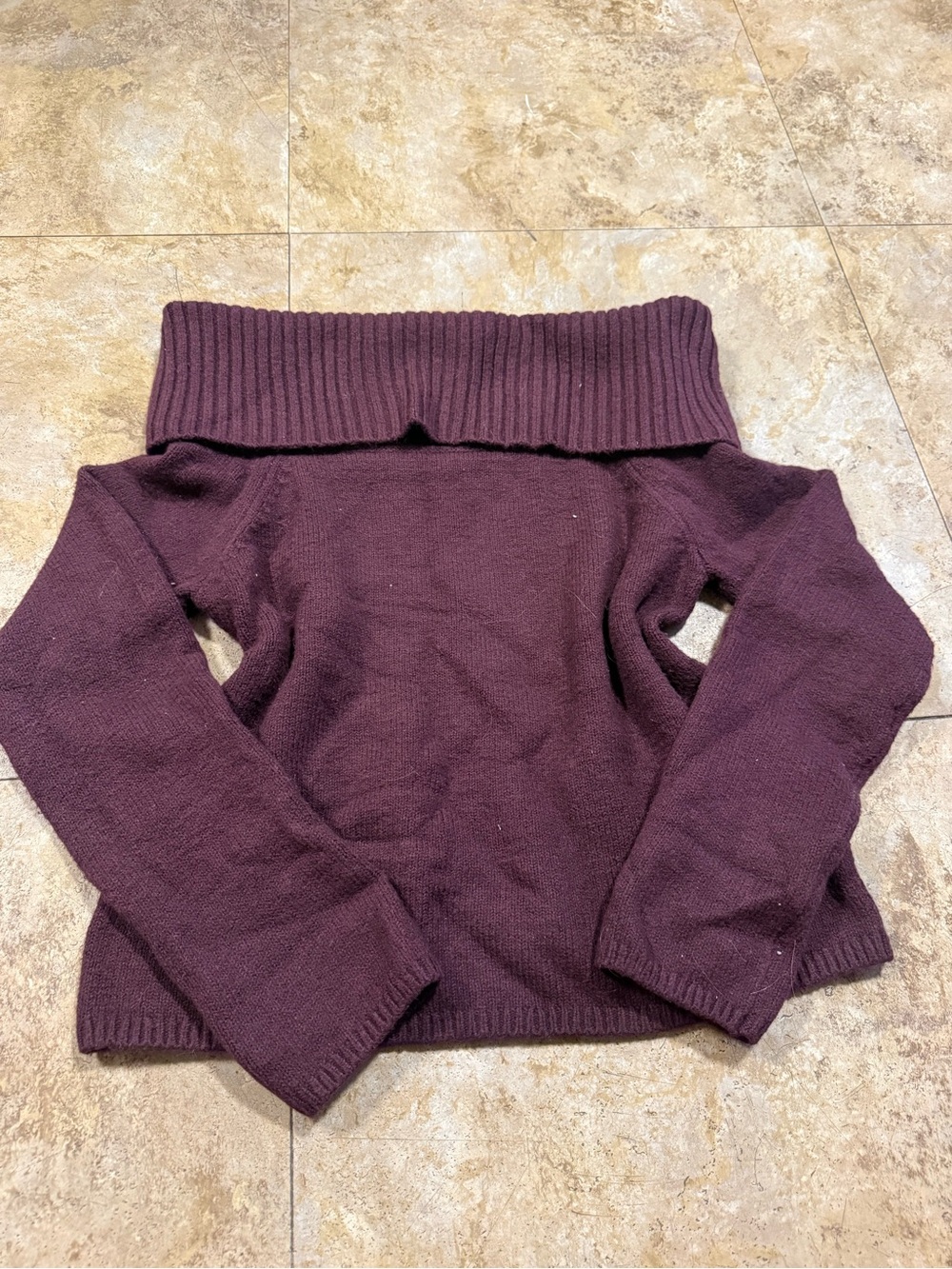 Old Navy Off-Shoulder Foldover Sweater in Plum